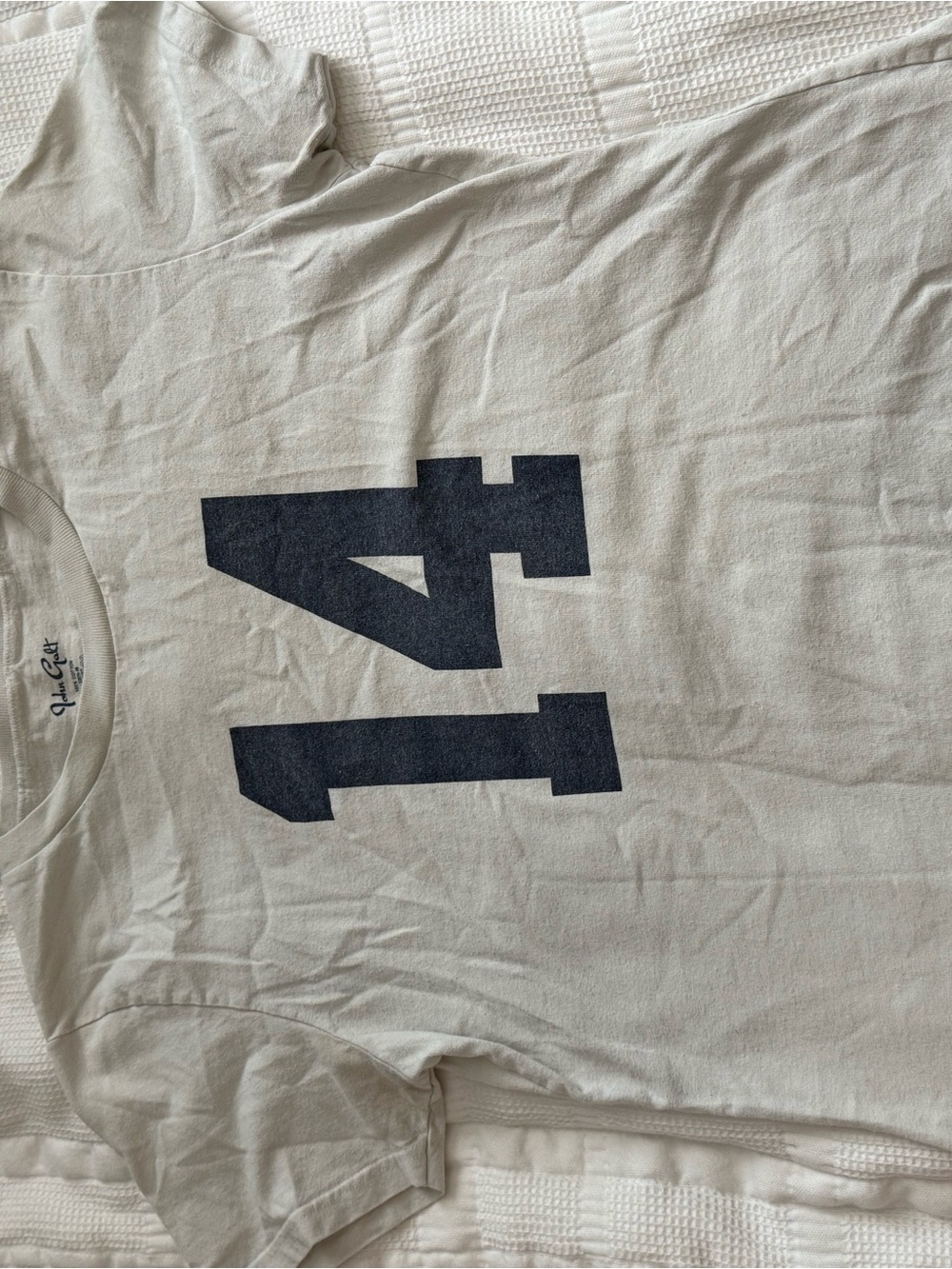 Brandy Melville Cream Tee with Navy '14' Graphic